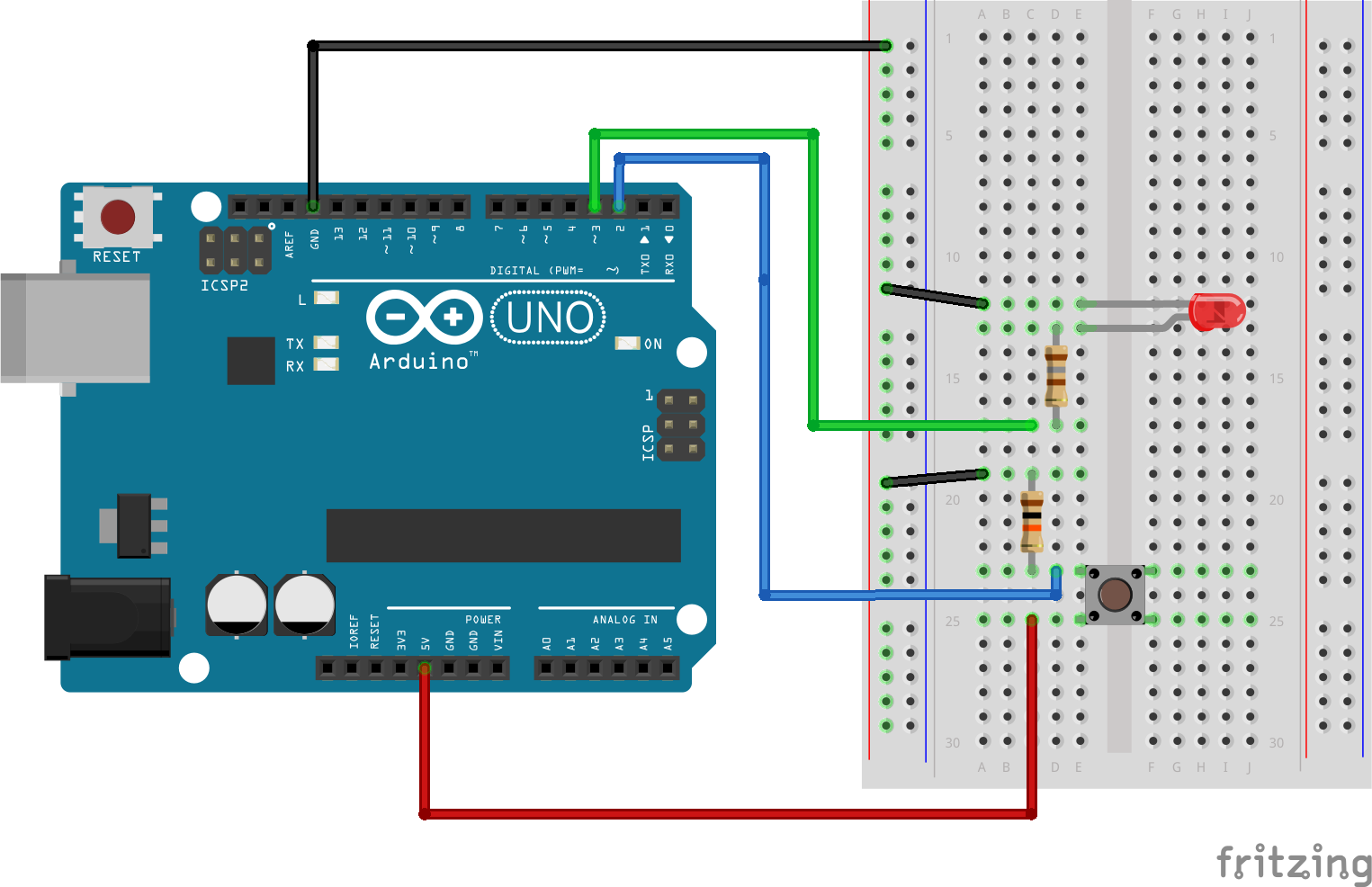 arduino boton con led circuito