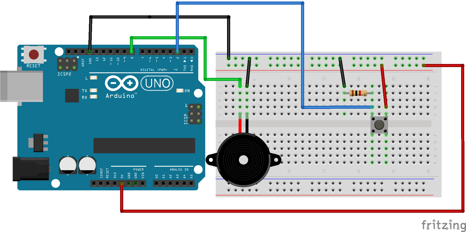 arduino buzzer boton circuito
